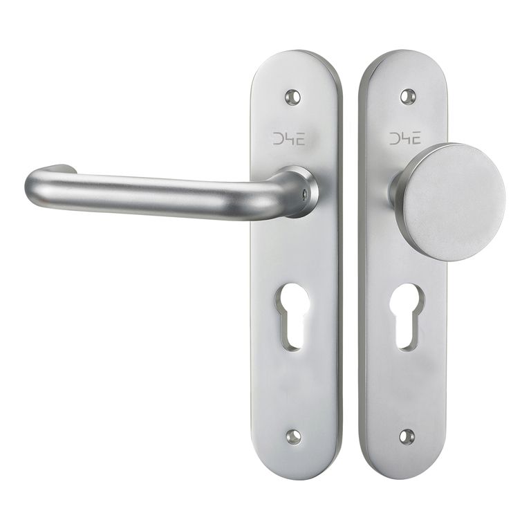 D4E deurkruk set gemaakt van aluminium, knop en kruk links deel, PC55