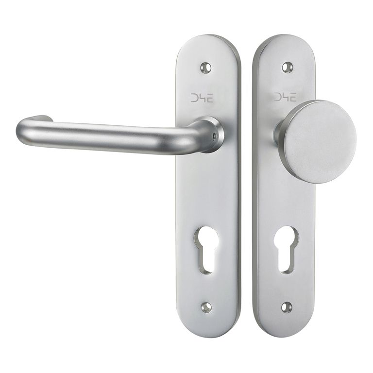 D4E deurkruk set gemaakt van aluminium, knop en kruk links deel, PC72