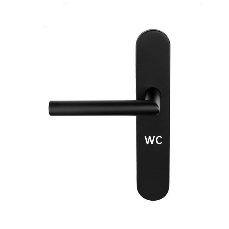 Zwart deurschild op kruk, geschikt voor wc deuren PC72 links