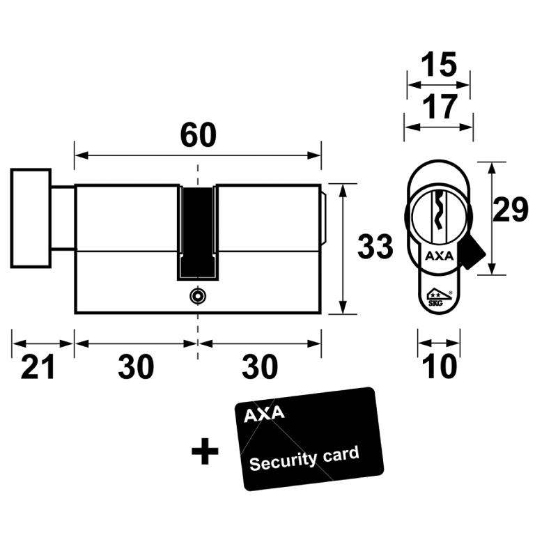 AXA Hele Knopcilinder Ultimate Security SKG 2 ** Gelijksluitend
